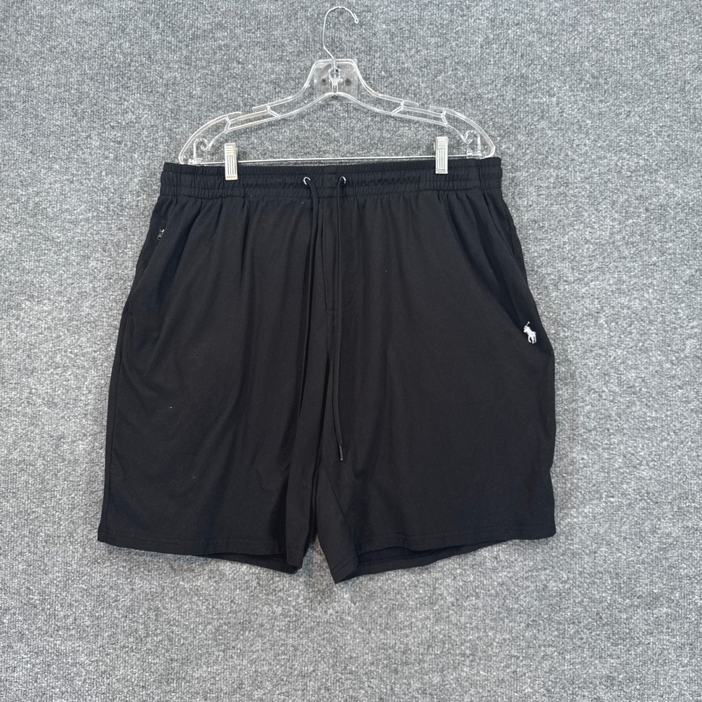 Polo Ralph Lauren Shorts Mens XXL Black Pony Logo Jersey Knit Athletic Gym Sport